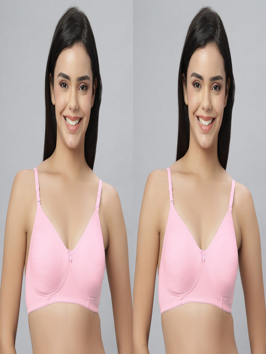 Eden101 Full Coverage Soft Padded Pink color Bra (pack of 2)