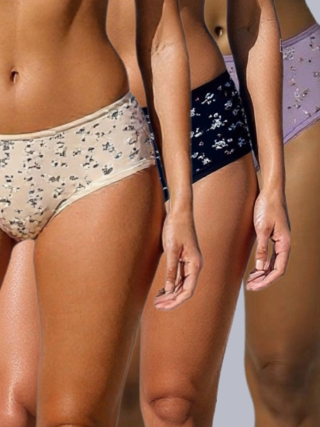 Eden ,Medium Rise, Full Coverage , printed ,Hipster, Panty-OECOMBO011,Black-Beige-Lilac,Pack of 3