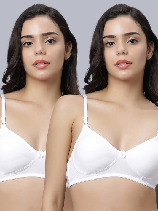 Eden103 Full Coverage Non Padded White color Bra (pack of 2)