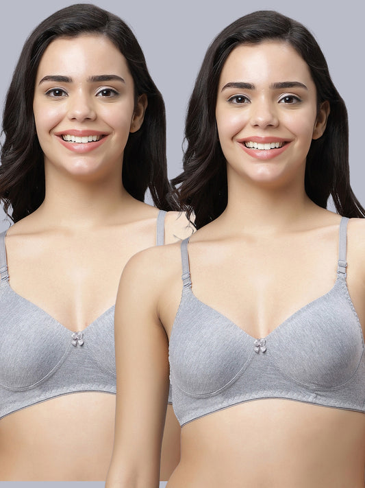 Eden103 Full Coverage Non Padded Grey color Bra (pack of 2)