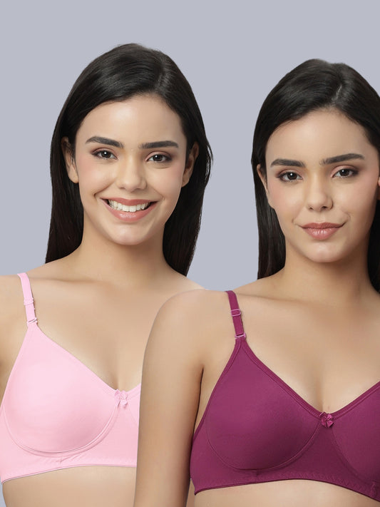 Eden101 Full Coverage Soft Padded Wine Pink color Bra (pack of 2)