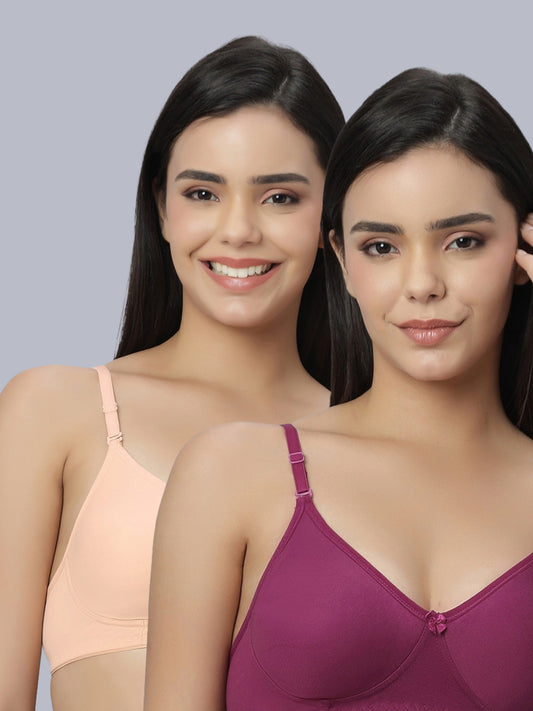 Eden101 Full Coverage Soft Padded Peach Wine color Bra (pack of 2)