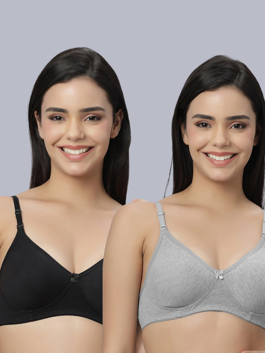 Eden101 Full Coverage Soft Padded GREY BLACK color Bra (pack of 2)