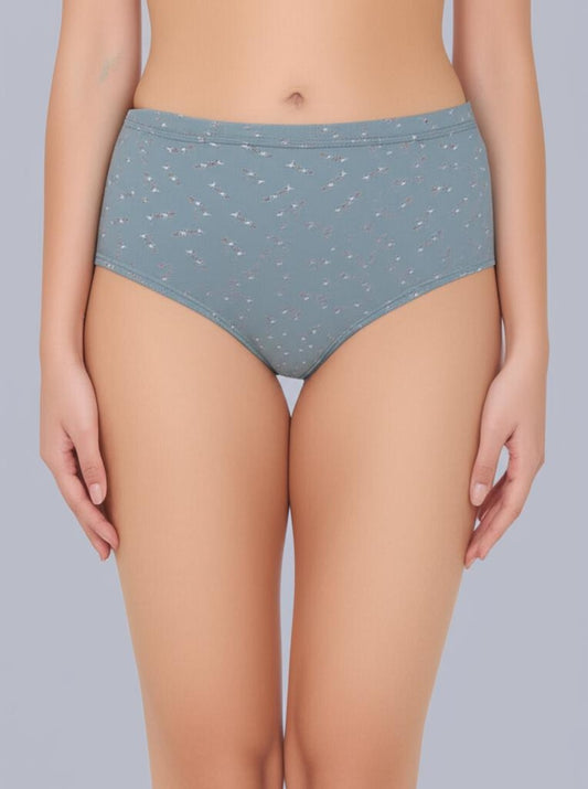 Eden Medium Rise Full Coverage Hipster Panty (Pack of 1) - Teal Green printed