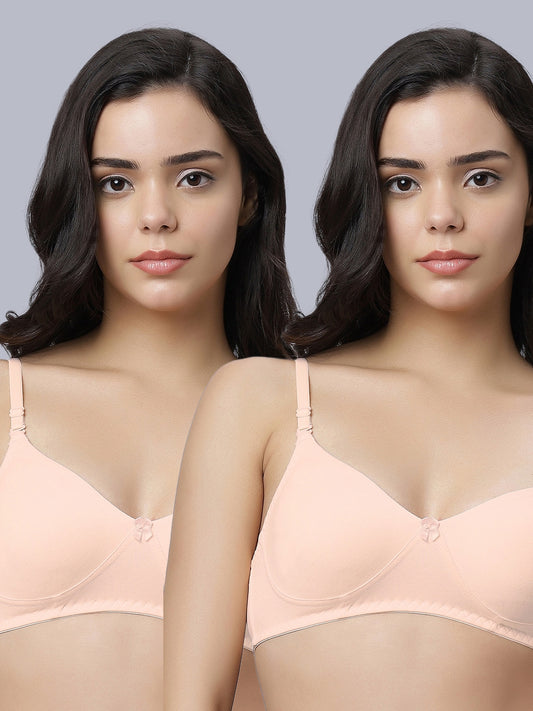 Eden103 Full Coverage Non Padded Peach color Bra (pack of 2)