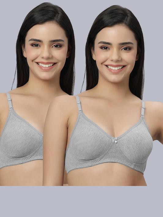 Eden101 Full Coverage Soft Padded Grey color Bra (pack of 2)
