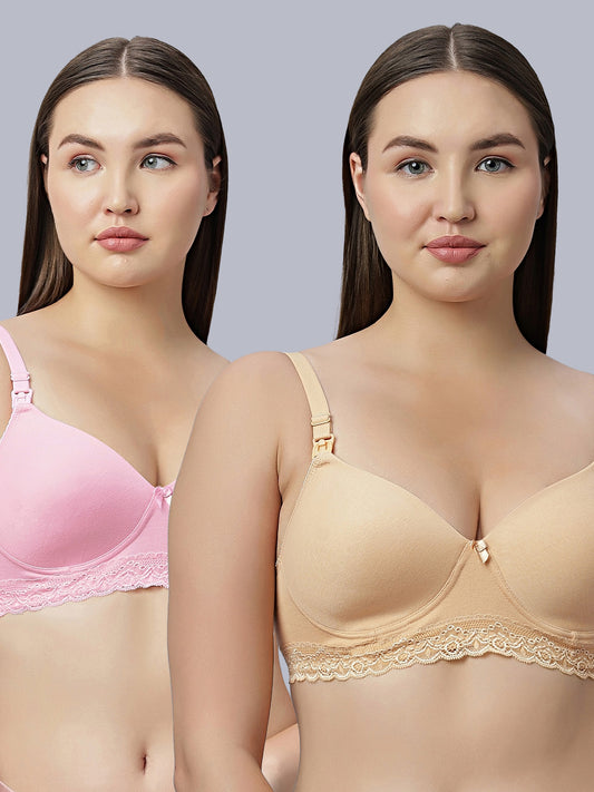 EDEN104 Full Coverage Padded Nursing/Maternity Bra  (Pack of 2)