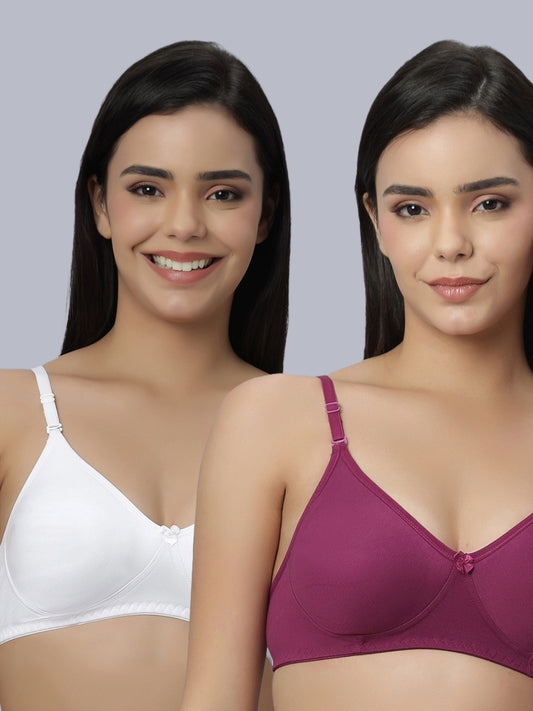 Eden101 Full Coverage Soft Padded White Wine color Bra (pack of 2)