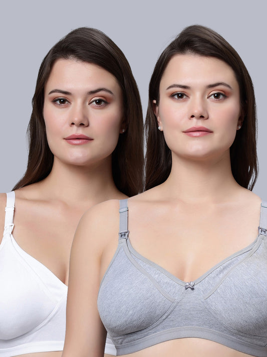 EDEN04 Full Coverage Non Padded Nursing/Maternity Bra  (Pack of 2)