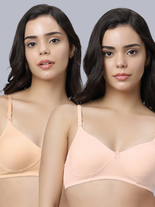 Eden103 Full Coverage Non Padded Skin peach color Bra (pack of 2)