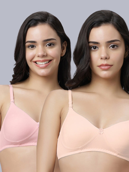 Eden103 Full Coverage Non Padded Pink Peach color Bra (pack of 2)