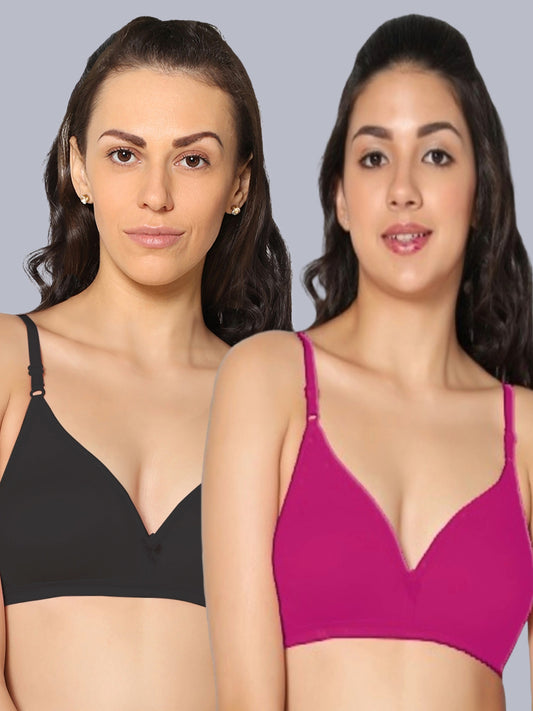 Eden02 Non Padded Medium Coverage Bra (Pack of 2)