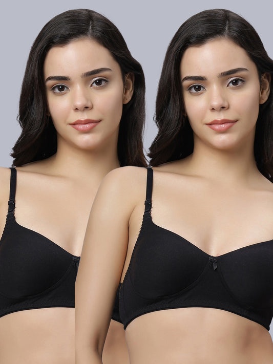 Eden103 Full Coverage Non Padded Black color Bra (pack of 2)