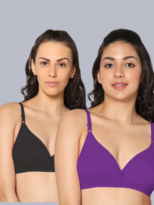 Eden02 Non Padded Medium Coverage Bra (Pack of 2)