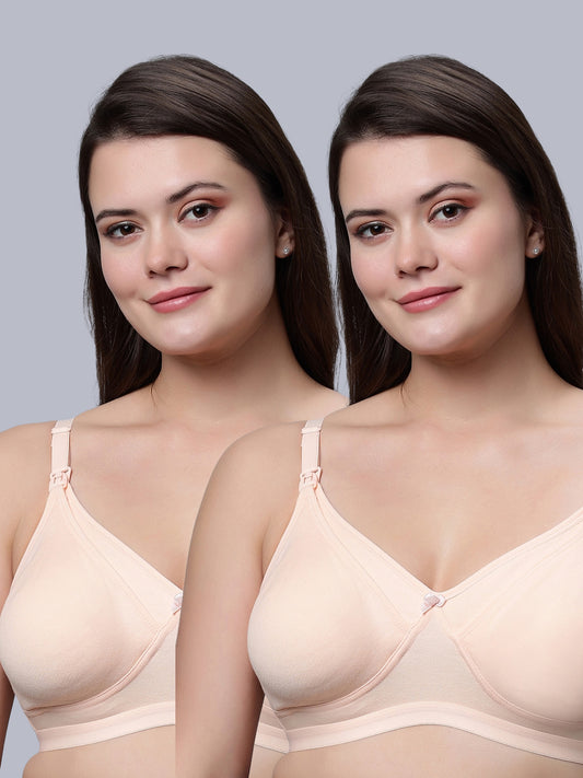 EDEN04 Full Coverage Non Padded Nursing/Maternity Bra  (Pack of 2)