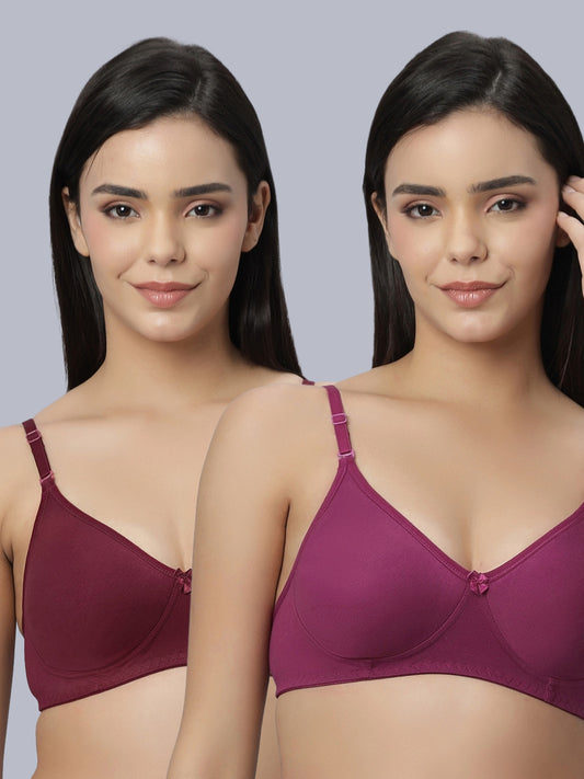 Eden101 Full Coverage Soft Padded Maroon Wine color Bra (pack of 2)