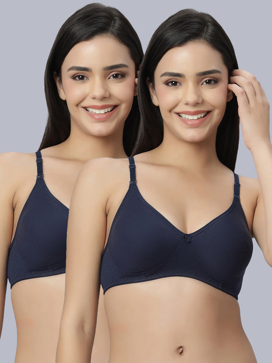 Eden101 Full Coverage Soft Padded Navyblue color Bra (pack of 2)