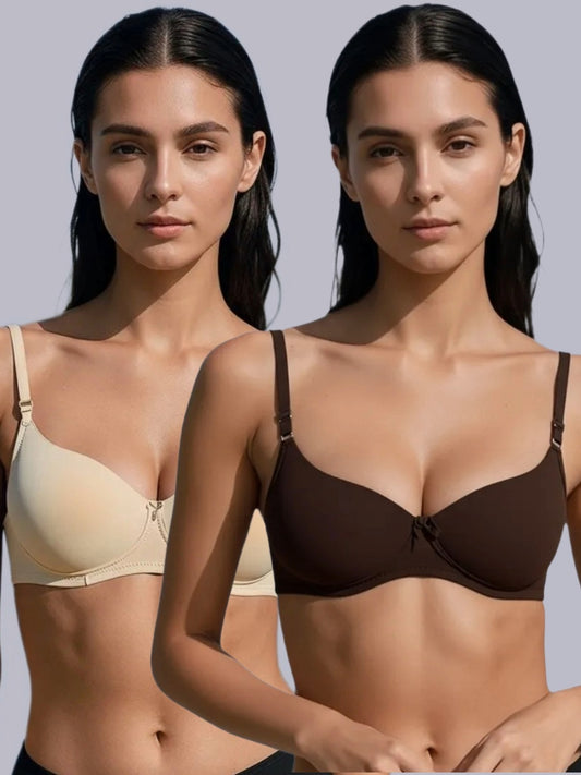 Wirefree, Padded, Plus Size, Cotton ,Medium Coverage ,Tshirt Bra, Eden 110,Coffee-Beige