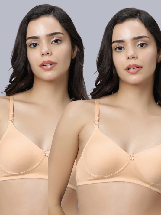 Eden103 Full Coverage Non Padded Skin color Bra (pack of 2)