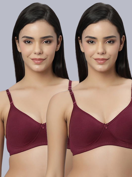 Eden101 Full Coverage Soft Padded Maroon color Bra (pack of 2)