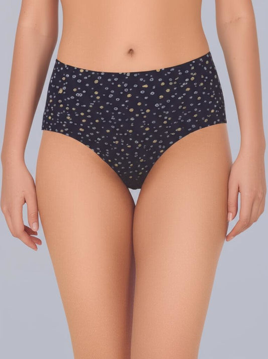 Eden Medium Rise Full Coverage Hipster Panty (Pack of 1) -Black printed