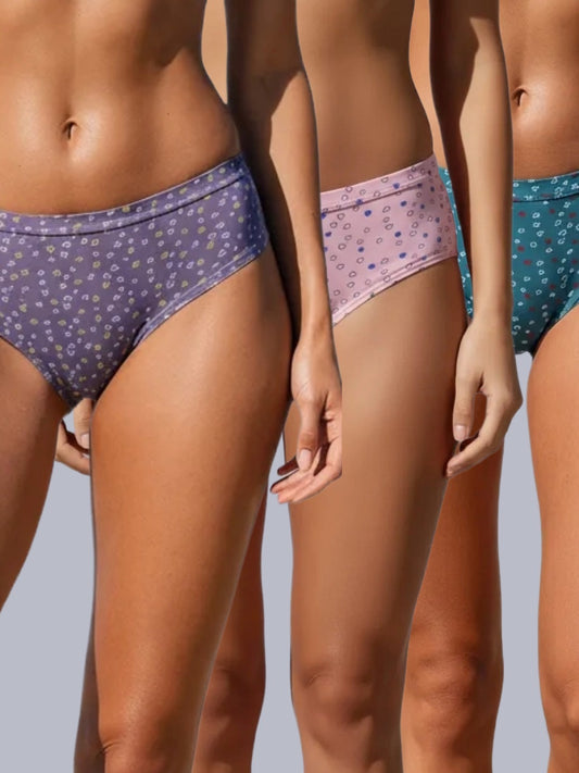 Eden ,Medium Rise, Full Coverage,  printed,Hipster Panty-IECombo17 ,Ming,Pink,Lilac,Pack of 3
