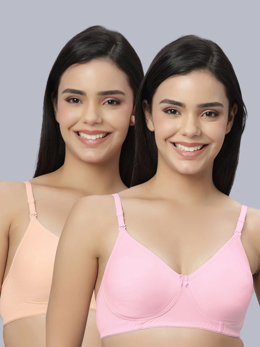 Eden101 Full Coverage Soft Padded Peach Pink color Bra (pack of 2)