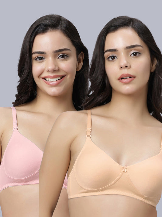 Eden103 Full Coverage Non Padded Skin Pink color Bra (pack of 2)