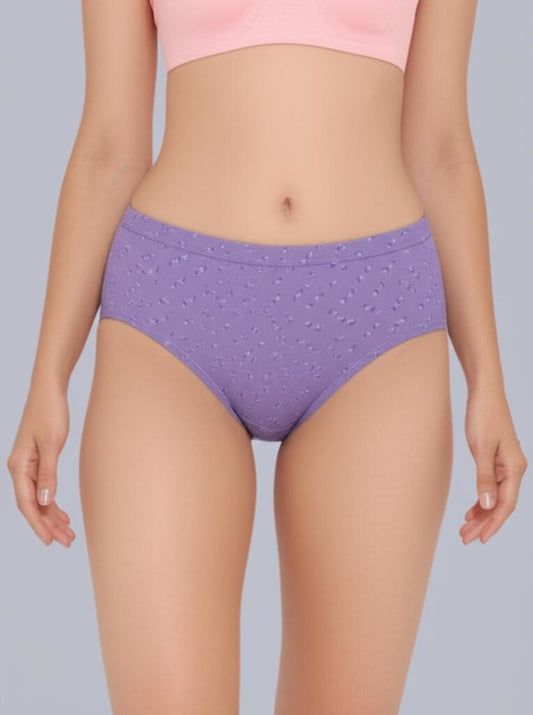 Eden Medium Rise Full Coverage Hipster Panty (Pack of 1) -Purple printed
