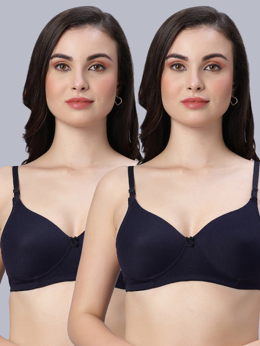 Eden102 Full Coverage Padded Bra Navy Blue color(pack of 2)
