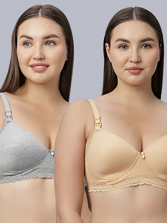 Full Coverage Padded Nursing/Maternity Bra  (Pack of 2)