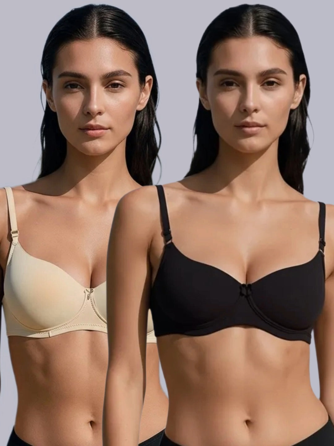 Wirefree, Padded, Plus Size, Cotton ,Medium Coverage ,Tshirt Bra, Eden 110,Black-Beige